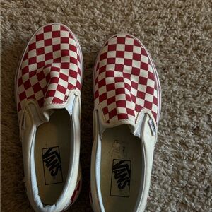 Vans Red and White Checkered Kids Shoes